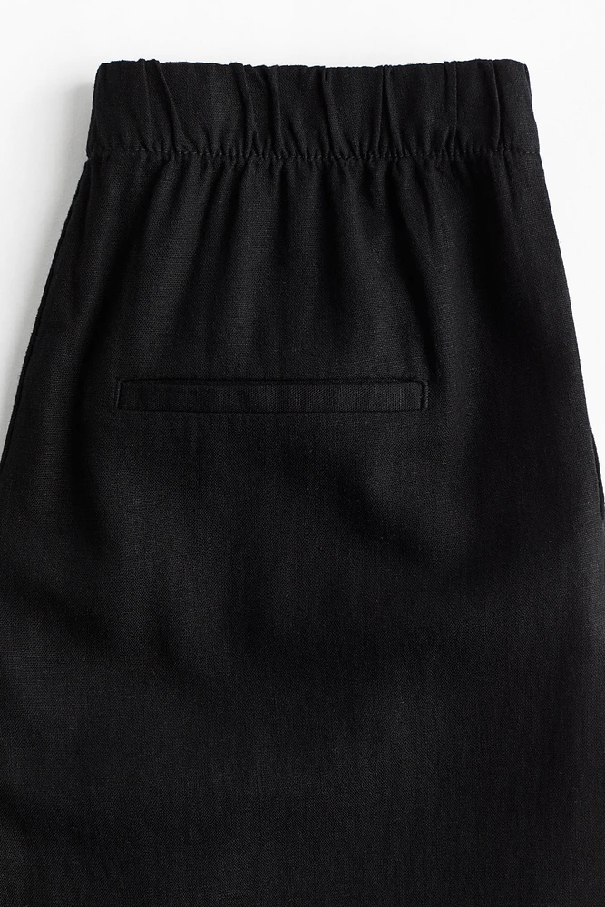 Wide-Leg Linen-Blend Pants