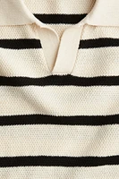 Chandail façon polo en tricot texturé