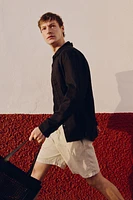 Regular Fit Linen-Blend Shorts