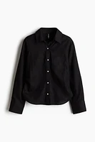 Gathered linen-blend shirt