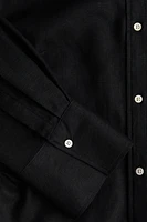 Gathered linen-blend shirt