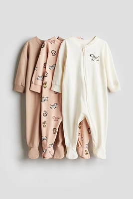 3-pack Pajama Jumpsuits with Zipper
