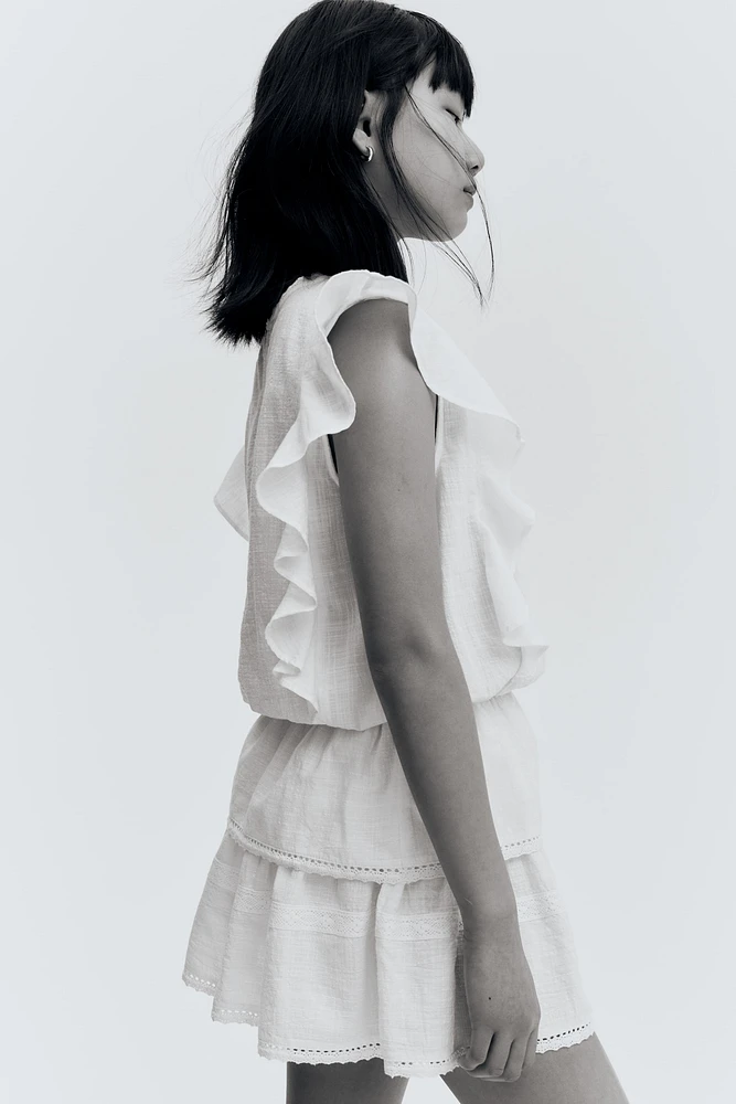 Lace-Trimmed Cotton Skirt