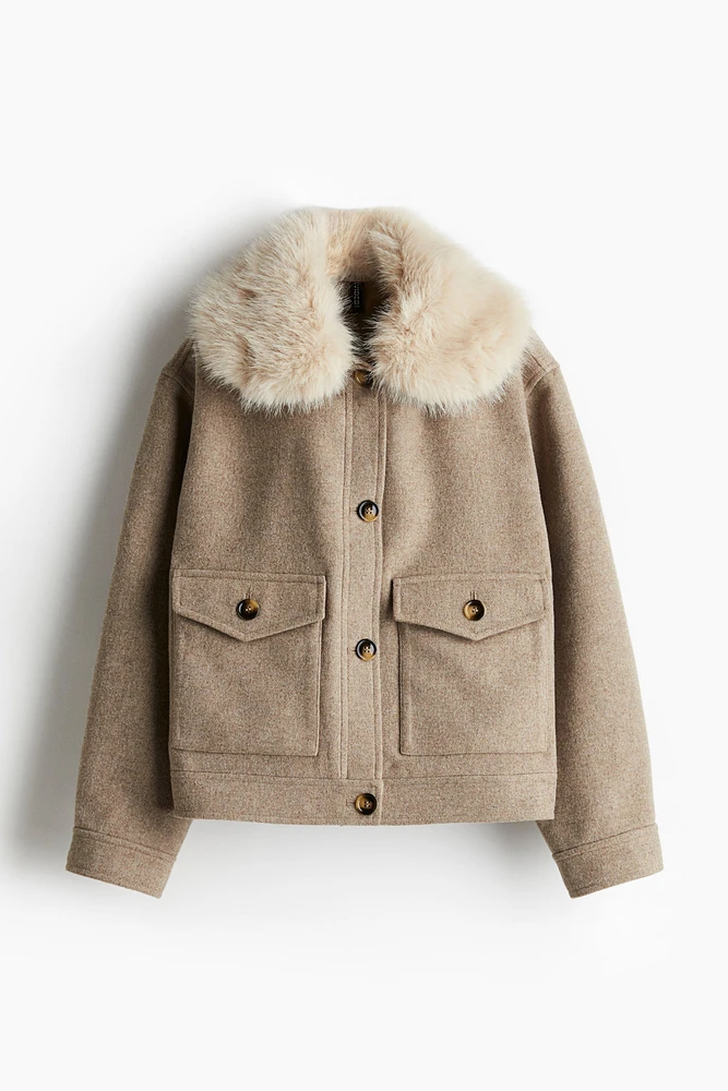 Veste en sergé avec col duveteux