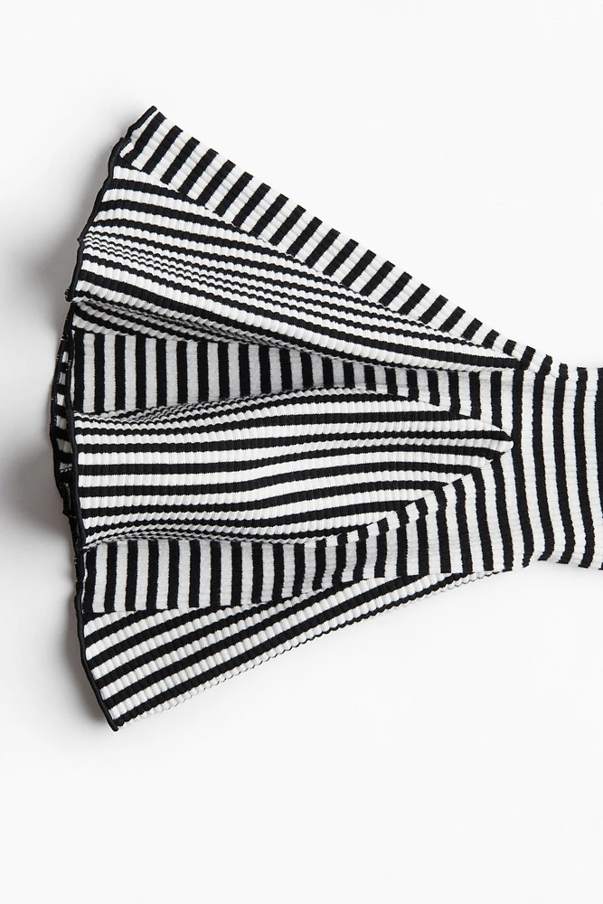 Trumpet-Sleeved Ribbed Top
