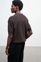 Regular-Fit Cable-Knit Polo Shirt
