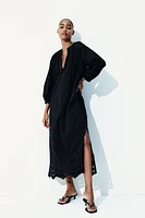 Eyelet-Embroidered Dress with Tie Belt