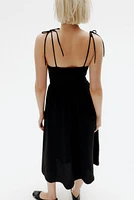 Tie-Shoulder-Strap Smocked Dress