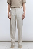 Pantalon de costume classique en lin mélangé