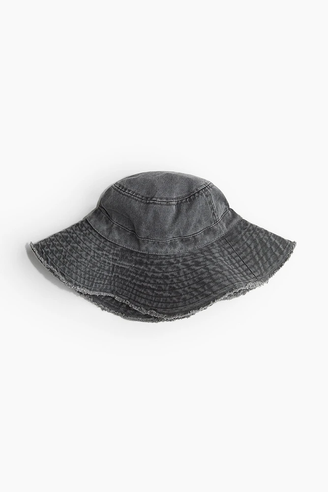 Frayed-edge Cotton Bucket Hat