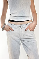 Crackled-Look Twill Pants