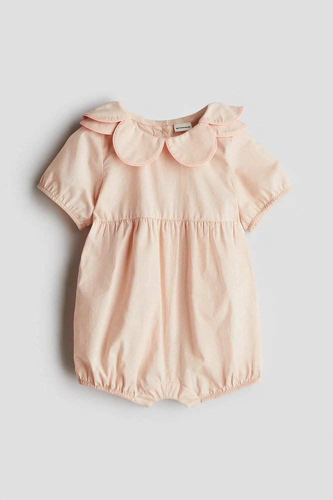 Petal-Collar Cotton Romper Suit