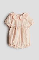 Petal-Collar Cotton Romper Suit