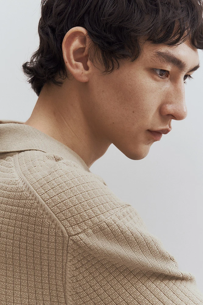 Regular Fit Textured-Knit Polo Shirt
