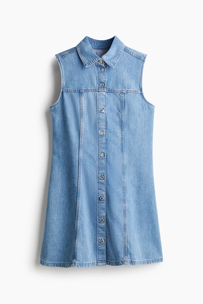 Sleeveless Denim Shirt Dress