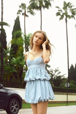 Bubble-Hem Denim Skirt