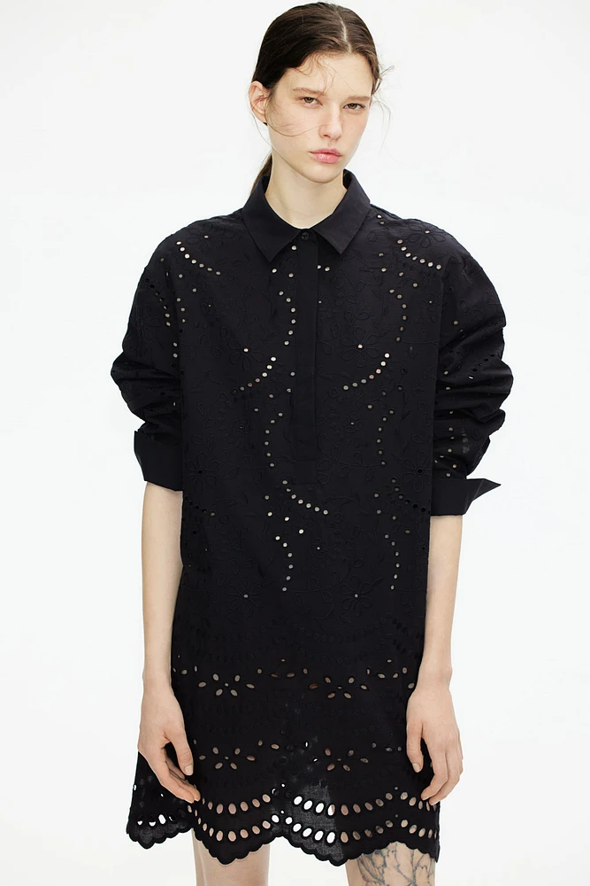 Eyelet Embroidered Shirt Dress