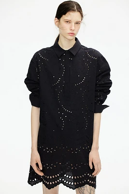 Eyelet Embroidered Shirt Dress
