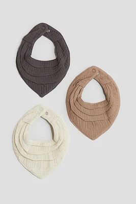 Lot de 3 bavoirs en mousseline de coton