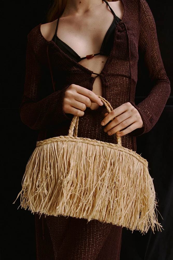 Straw Bag with Fringe