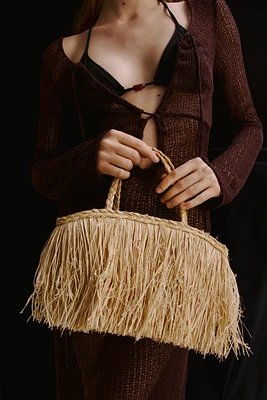 Straw Bag with Fringe