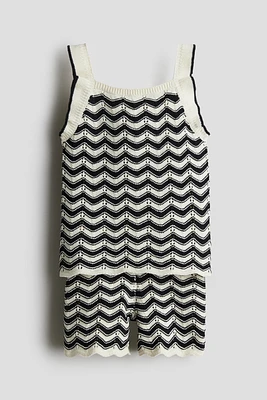 Ensemble 2 pièces en tricot pointelle de coton