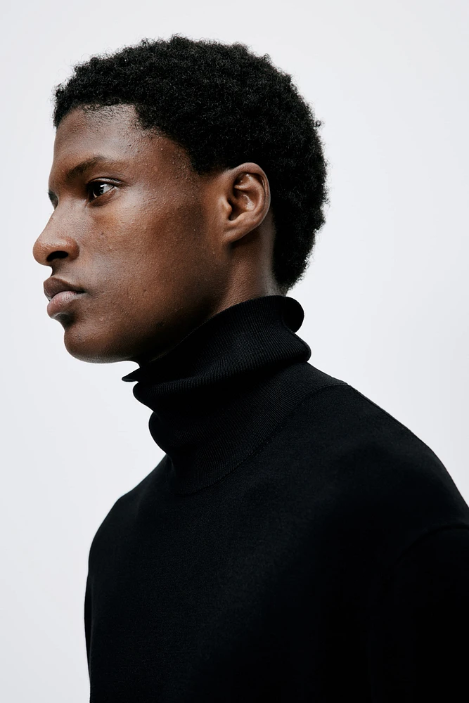 Slim Fit Fine-Knit Turtleneck Sweater
