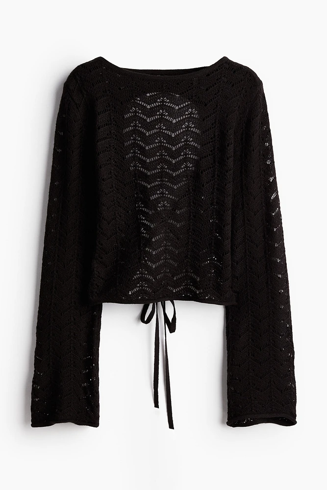 Open-back Pointelle-knit Top