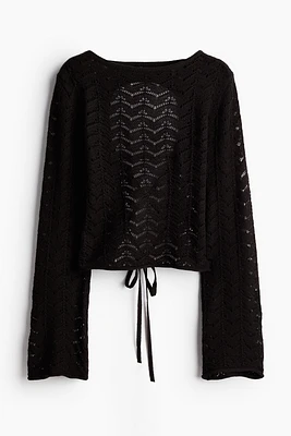 Open-back Pointelle-knit Top