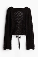 Open-back Pointelle-knit Top