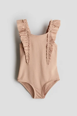 Textured Ruffle-Trimmed Swimsuit