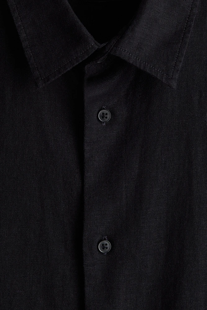 Loose-Fit Short-Sleeved Linen-Blend Shirt