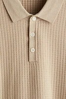 Regular Fit Textured-Knit Polo Shirt