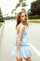 Bubble-Hem Denim Skirt