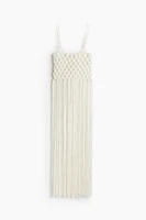 Fringe-trimmed Fishnet Dress