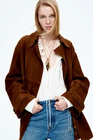Ruffle-Trimmed Drawstring Blouse