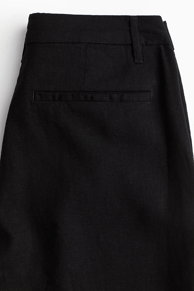 Knee-Length Linen-Blend Shorts