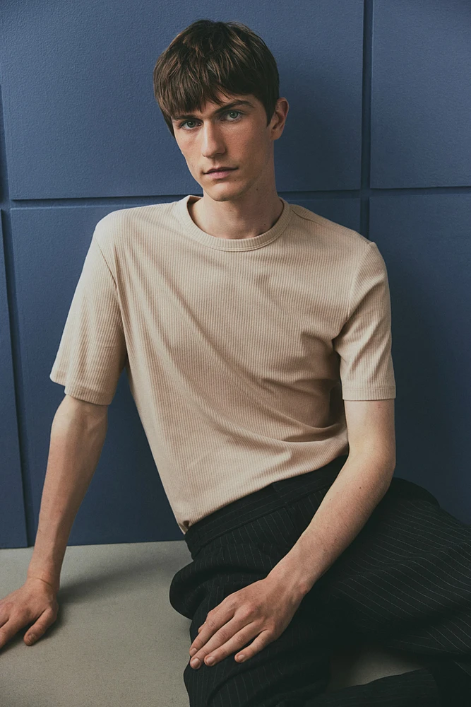 Slim-Fit Ribbed T-Shirt