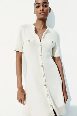 Rib-knit Button-front Dress