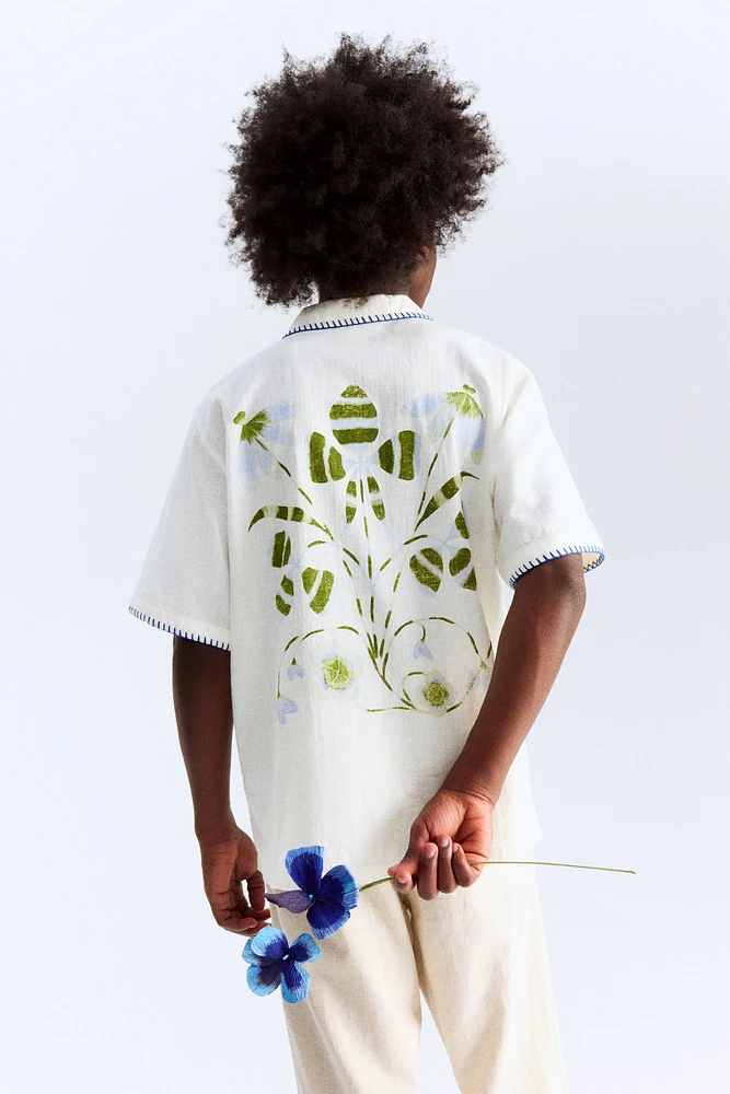 Cotton Resort Shirt with Motif
