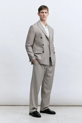 Relaxed-Fit Double-Breasted Linen-Blend Jacket