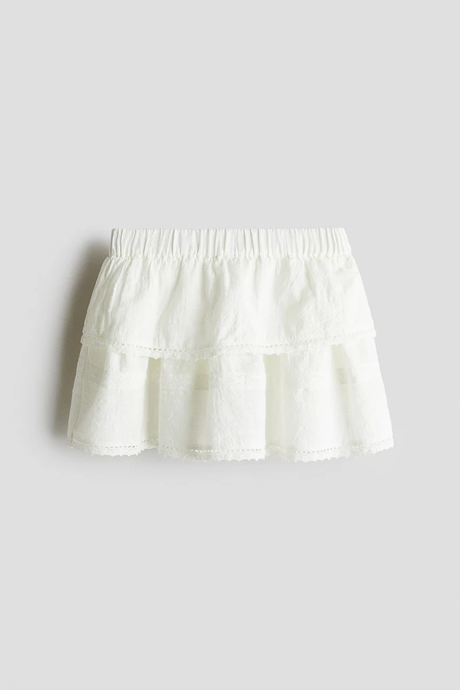 Lace-Trimmed Cotton Skirt