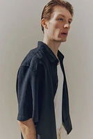 Loose-Fit Short-Sleeved Linen-Blend Shirt