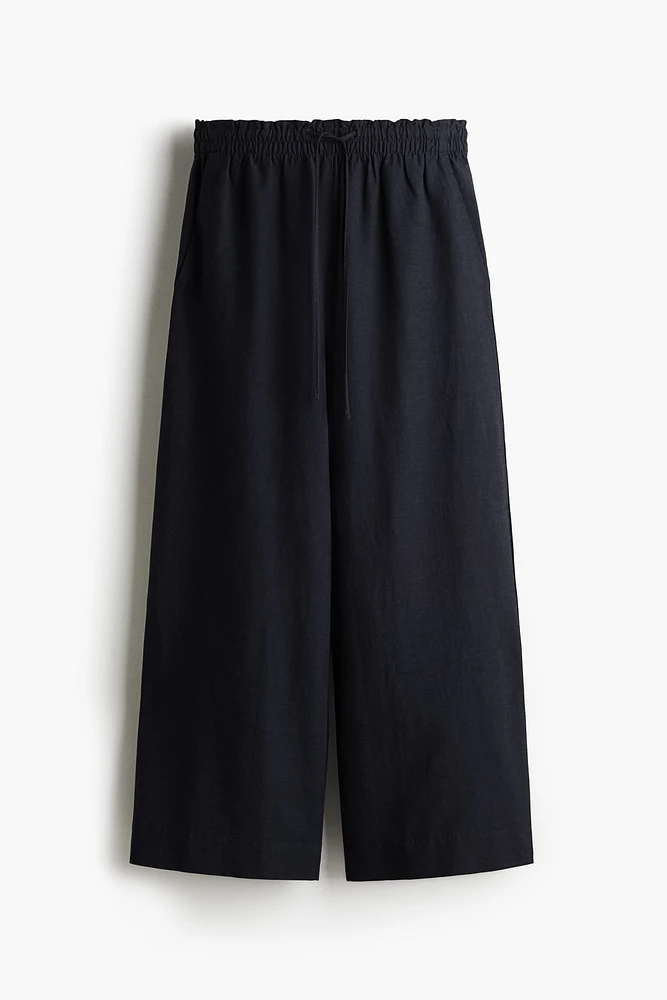 Linen-Blend Crop Pants