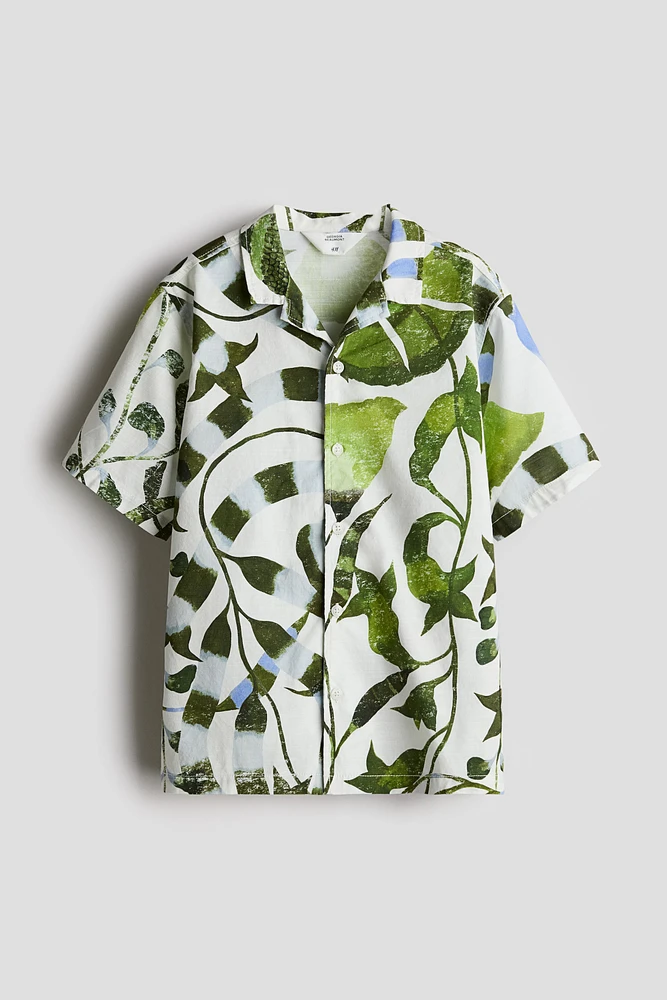 Chemise à col cubain en coton imprimé