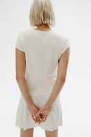 Short-Sleeved Fine-Knit Cardigan