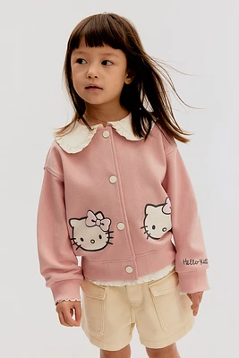 Printed Sweatshirt Cardigan