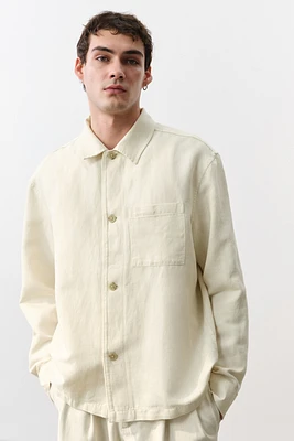 Regular-Fit Linen-Blend Overshirt