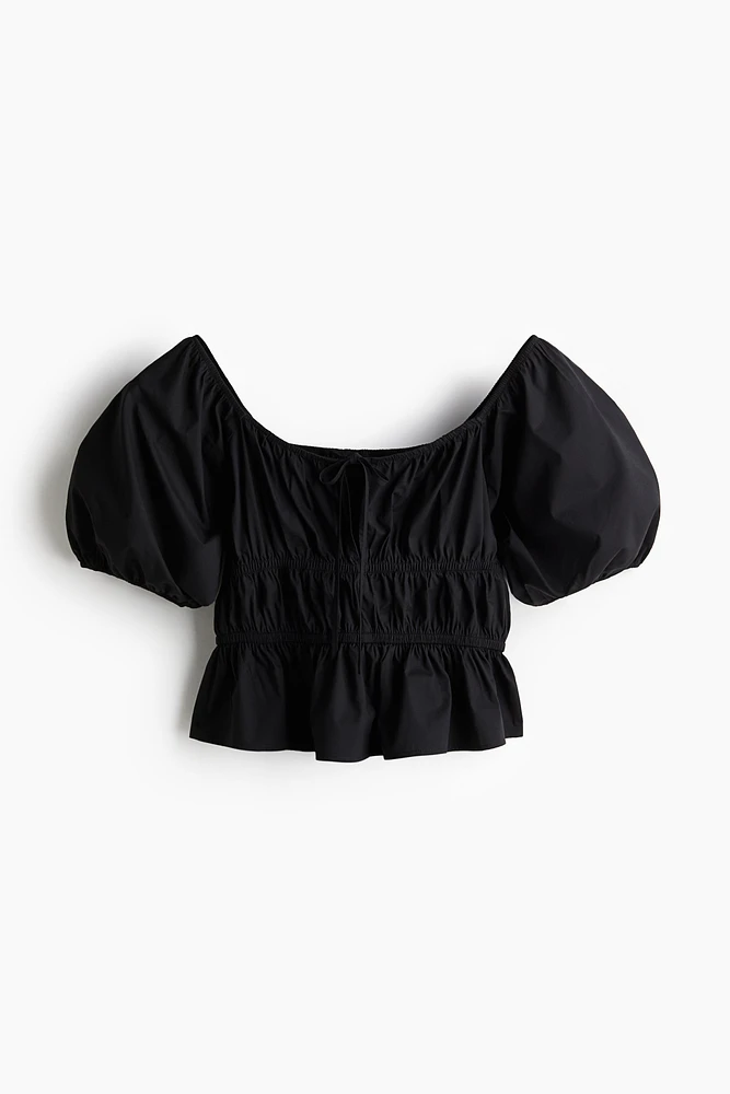 Puff-Sleeved Poplin Blouse