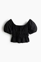 Puff-Sleeved Poplin Blouse